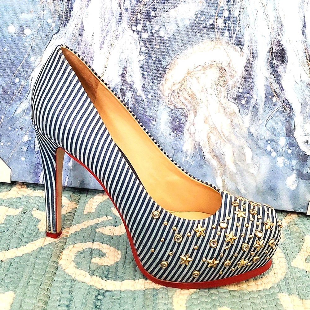 Nautical retro platform stiletto pumps